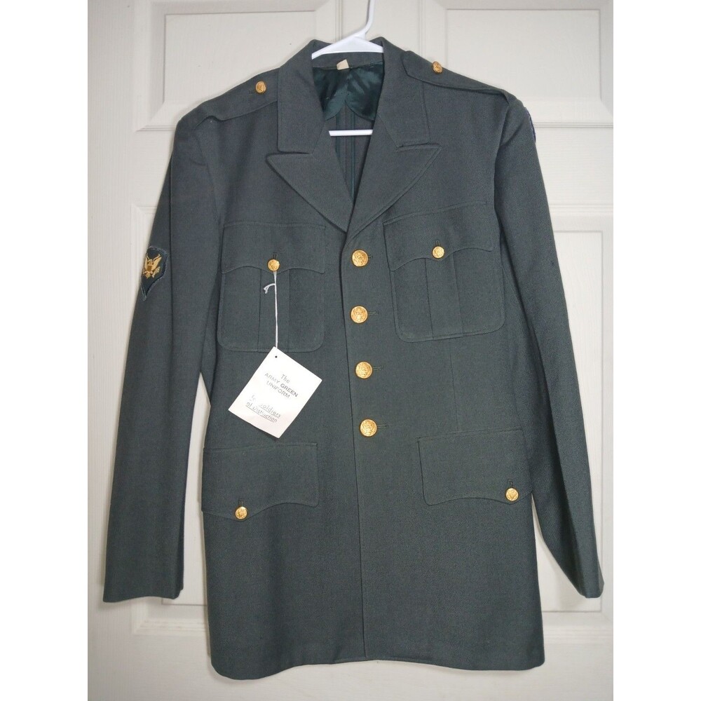 Unissued U.S. Army Green Wool Serge Dress Coat 1956 Size 38R Original Tag NOS